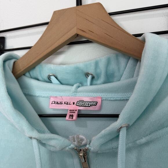 Dolls Kill x Powerpuff Girls Everything Nice Velour Hoodie Short Set Size Medium - Picture 3 of 13